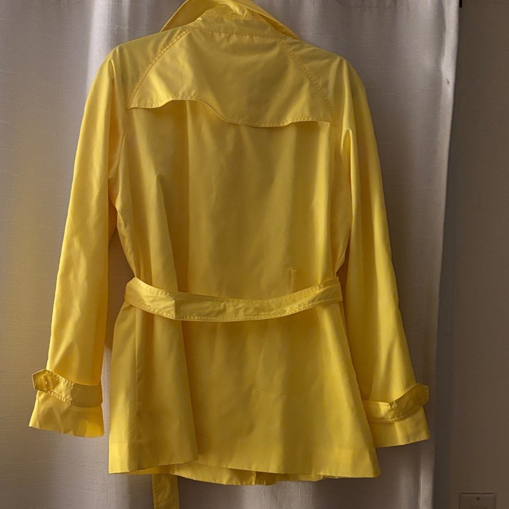 Orvis Women's Sunny Yellow Belted Trench Coat Size L - like new - Picture 5 of 5